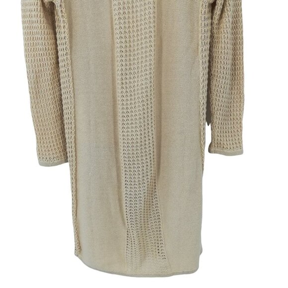 Chicos Open Front Knit Cardigan Sweater Size 1 M Waterfall Crochet Boho Long - Picture 8 of 11